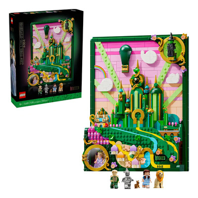 LEGO® Wicked Arte Mural: Emerald City 75685; Decoración, Regalo Para Adultos con 6 Minifiguras: Elphaba, Glinda, Dorothy Gale, Cowardly Lion, Scarecrow y Tin Man; 18+ | Meses sin interés