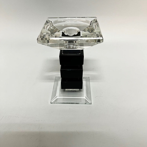 Candelabro 14x9cm Cristal Bloques Negros