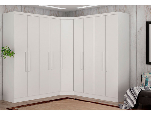 Guarda-roupa Modulado De Casal Safira 001 Mdf Clic Móveis Cor Branco