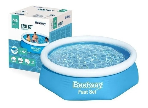 Pileta Familiar Redonda Bestway Fast Set 1880 L 244x61 Cm