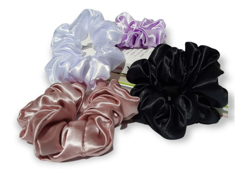 Colitas De Pelo  Scrunchies Satén Premium Antifrizz Pack X3