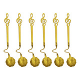 Set X6 Cucharitas Postre 15cm Gold Nota Musical Cuchara Hdr