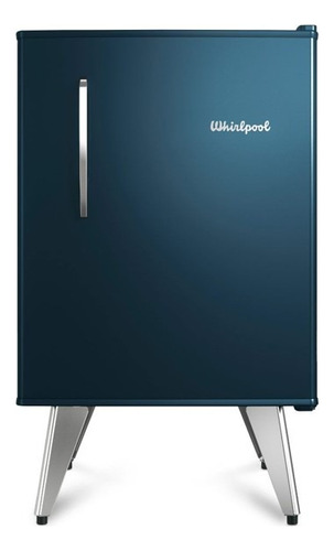 Heladera Whirpool Retro Azul Oscuro Y Detalles En Cromo10pts