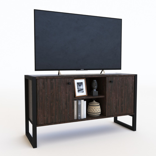 Mueble Bajo Tv Rack Industrial Hierro C/ Melamina + + +