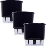 Vaso Raiz Autoirrigavel Grande 21x18 Preto Flores Kit 3 Pcs