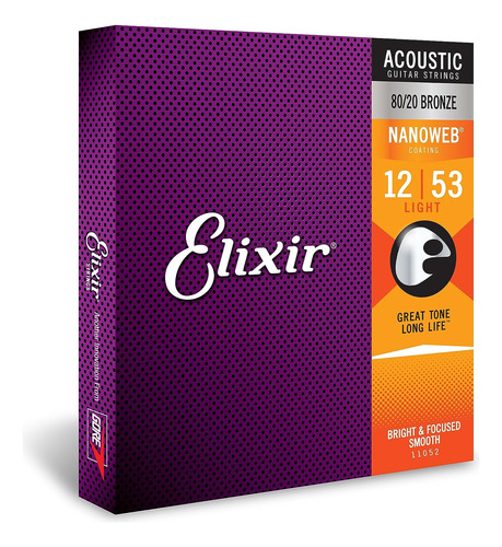 Paquete De Cuerdas Guitarra Acústica 12-53 Elixir 11052