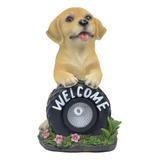 Cartel De Bienvenida Con Forma De Estatua De Perro Solar Gar