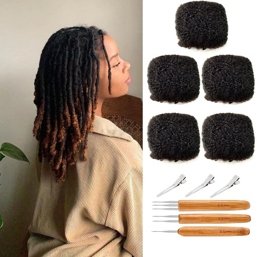 Jiffylocs Cabello Humano Afro Rizado A Granel Para Extension