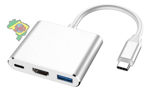 Hub Adaptador Usbc 3.1 Tipo C Hdmi Para Apple Macbook 3x1