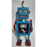 Robô De Madeira Decoração Brinquedo Coleção