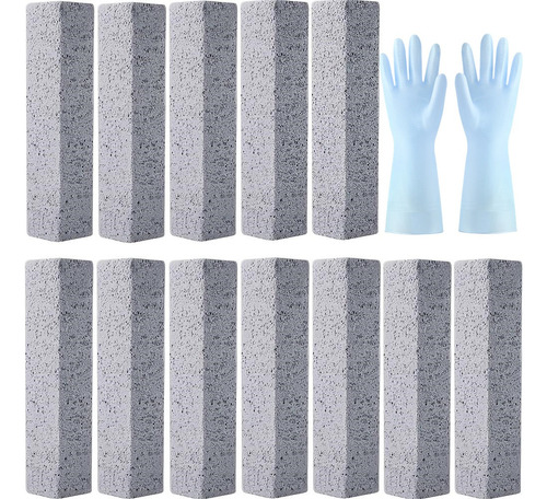 12pcs Limpieza Inodoro De Baño Cepillo Piedra Pómez+guantes