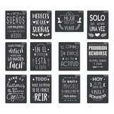 Kit X 12u Stencil Frases Positivas Cuadros No Vinilo 21x29cm