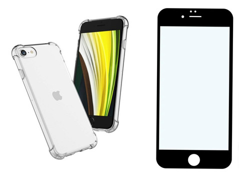 Carcasa Transparente Para iPhone SE 2020 + Lámina De Vidrio