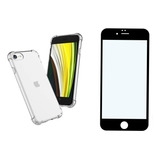 Carcasa Transparente Para iPhone SE 2020 + Lámina De Vidrio