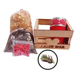 Kit De Siembra Suculentas Matera Roja Navidad + Caja Mdf