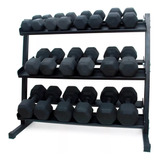 Jogo Dumbell Sextavado Emborrachado 12 A 30 Kg + Suporte