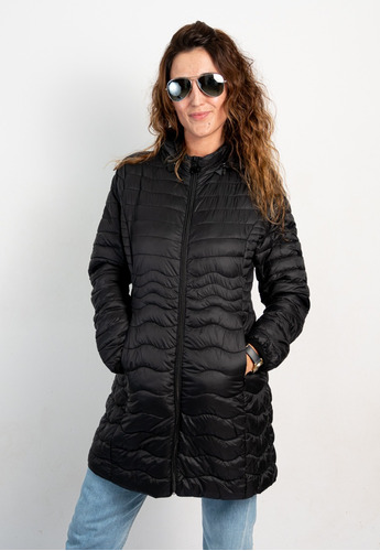 Campera Mujer Abrigo Larga Importada Capucha Y Bolsita