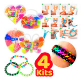 Kit 4 Paquetes Ligas De Colores, 300pz, Para Hacer Pulceras