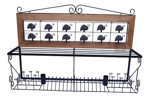 Paneleiro Porta Pratos E Xícaras Madeira E Ferro Artesanal