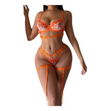 R Conjunto De Lencería Para Mujer Exquisite Mesh A694 Sujeta