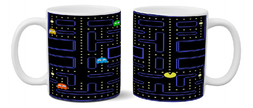 Taza De Cerámica Gamer Retro Pacman  Full Color Importada