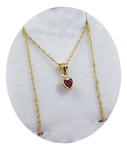 Conjunto Oro 18k Cadena Singapur + Dije Corazón 0.4 Gramos