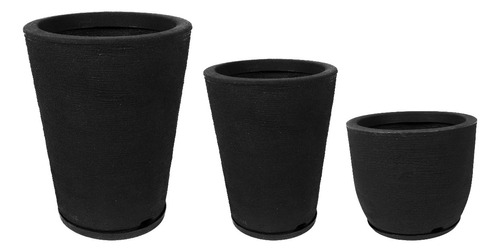 Jogo Vaso De Planta Com Prato Moderno Luxo Kit 3 Vasos Flor