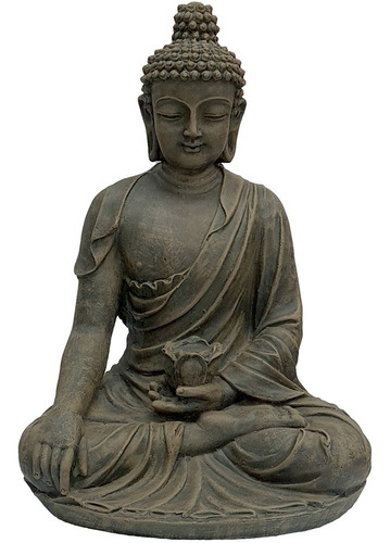 Buda Tibet M Estátua Cimento Old Stone - A: 50cm X L:35cm