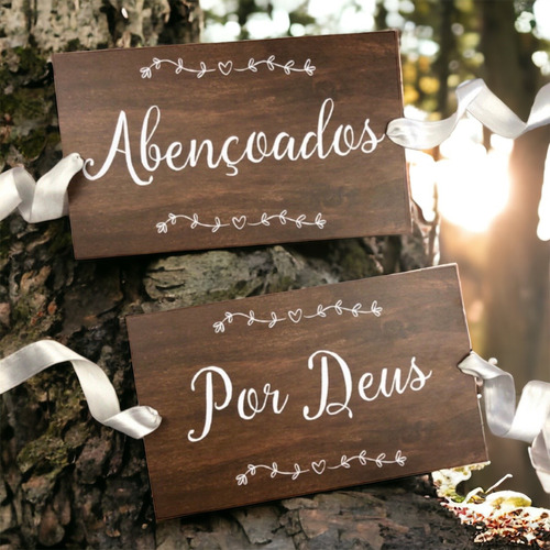 Placas Cadeiras Dos Noivos Casamento Abençoados Por Deus 