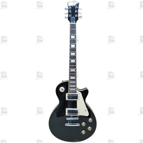 Guitarra Les Paul Clássica Preta C/ Escudo Creme Sx Ee3 Bk