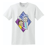 Camiseta Rick And Morty, Blanca, Unisex Sublimada, Anime
