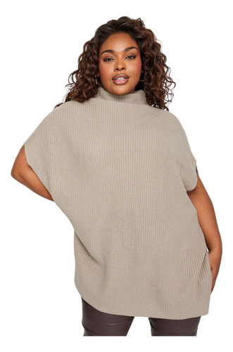 Poncho Gola Alta Plus Size Feminino Blusão Inverno Casaco 