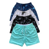 Kit 4 Bermudas Tactel Moda Praia Masculina Com Bolsos