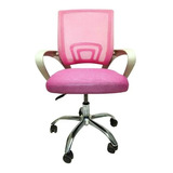 Cadeira De Escritório Pctop Office Fit 1001 9050 Ergonômica  Branco E Rosa Com Estofado De Mesh Y Tecido