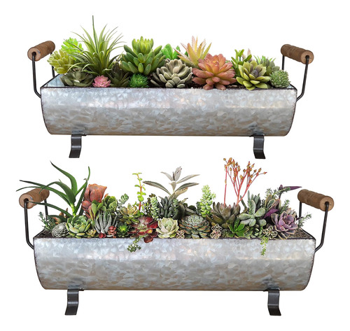 Jardinera De Succulentas De Metal Galvanizado, Bandeja ...