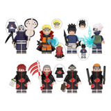  Kit C/8 Naruto Mini Bonecos Blocos De Montar Hatake Uchiha