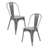 Pack 2 Sillas Tolix Metal Gris Para Living Comedor