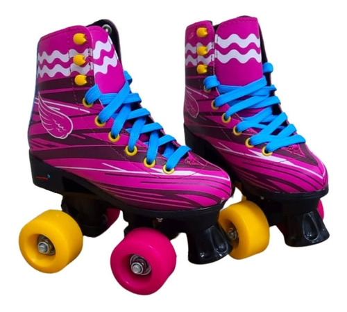 Patins Infantil Em Couro Sintético 4 Rodas Bw020r - Rosa