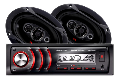 Estereo Crown Mustang + Parlantes Jbl Flex 6x9 PuLG 100rms