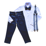 Roupa Social Menino - Calça Azul-marinho Camisa Branca