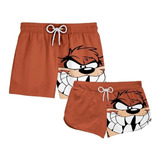 Kit Casal Short Praia Taz Mania Looney Desenho Ref0244