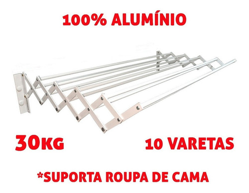 Varal Sanfonado Aluminio Reforçado Forte Roupa De Cama 70 Cm