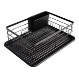 Secador O Escurridor De Platos Con Bandeja Pvc Negro