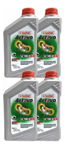 Caja 4ltr Aceite Castrol Actevo Motos 4t 10w40 Semisintético