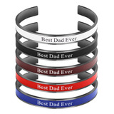 Pulseira De Couro Personalizada Phrase Best Dad Even Cuff Pa