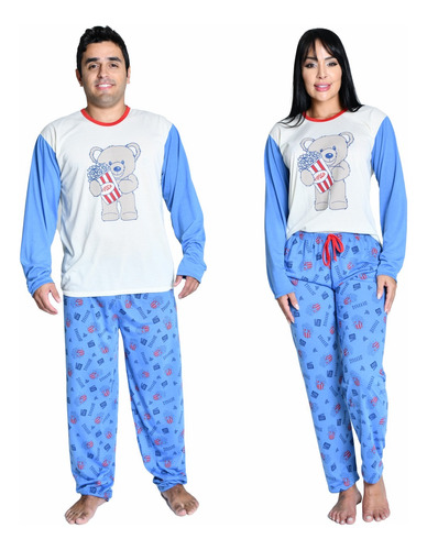 Kit Casal Pijama Longo Inverno Combinado Namorados Familia
