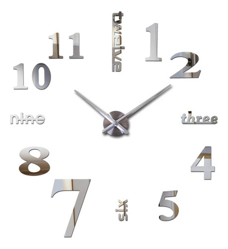 Reloj De Pared 3d Tamaño Mini 50 X 50 Cm Color Dorado 
