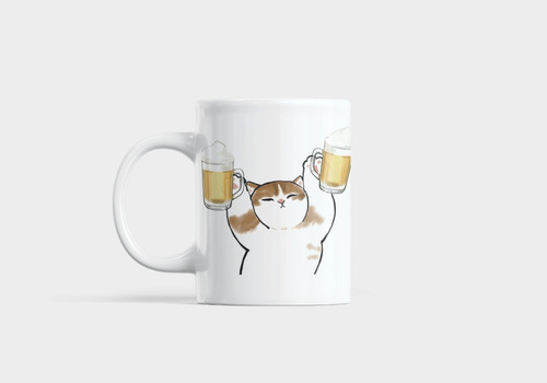 Taza Gato Cervecero Divertida Y Tierna