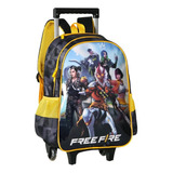 Mochila Infantil Escolar Free Fire Com Rodinhas E Capuz Clio