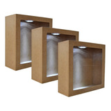 Trio De Nicho Quadrado Com Led 31x31x12 - Laser Mdf